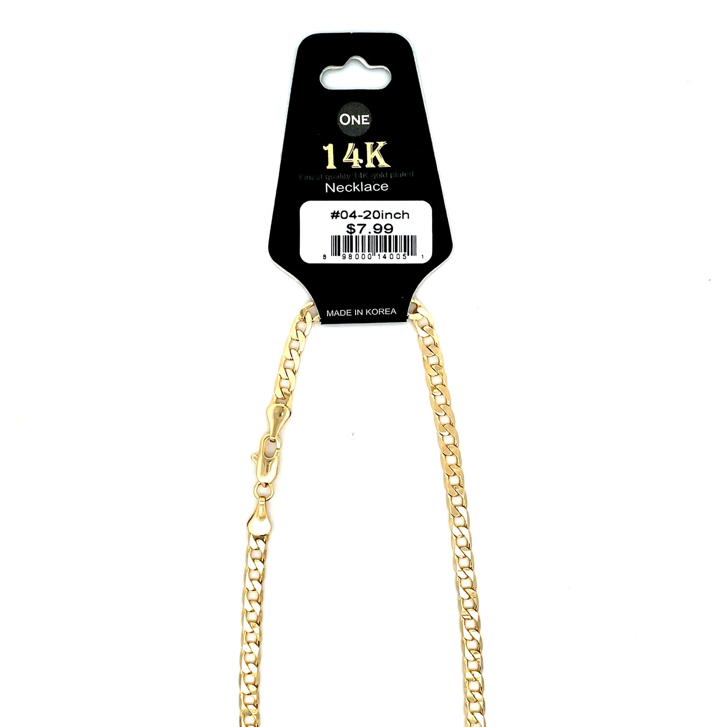 14K Chain Necklace #4 - FLAT CUBAN 20inch 4mm