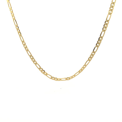 18K Chain Necklace #12 -FLAT FROST FIGARO 24inch 5mm