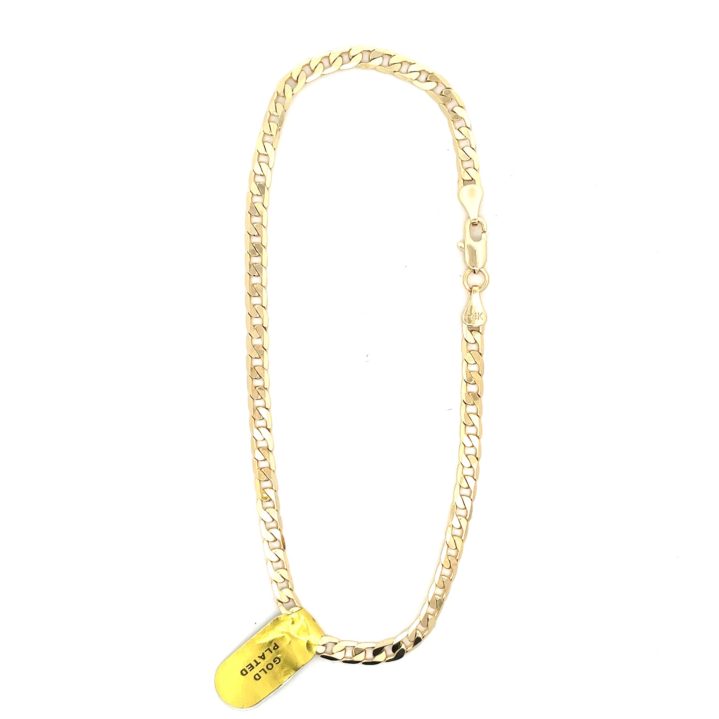 14K Chain Bracelet #7 - FLAT CUBAN 10inch 4mm