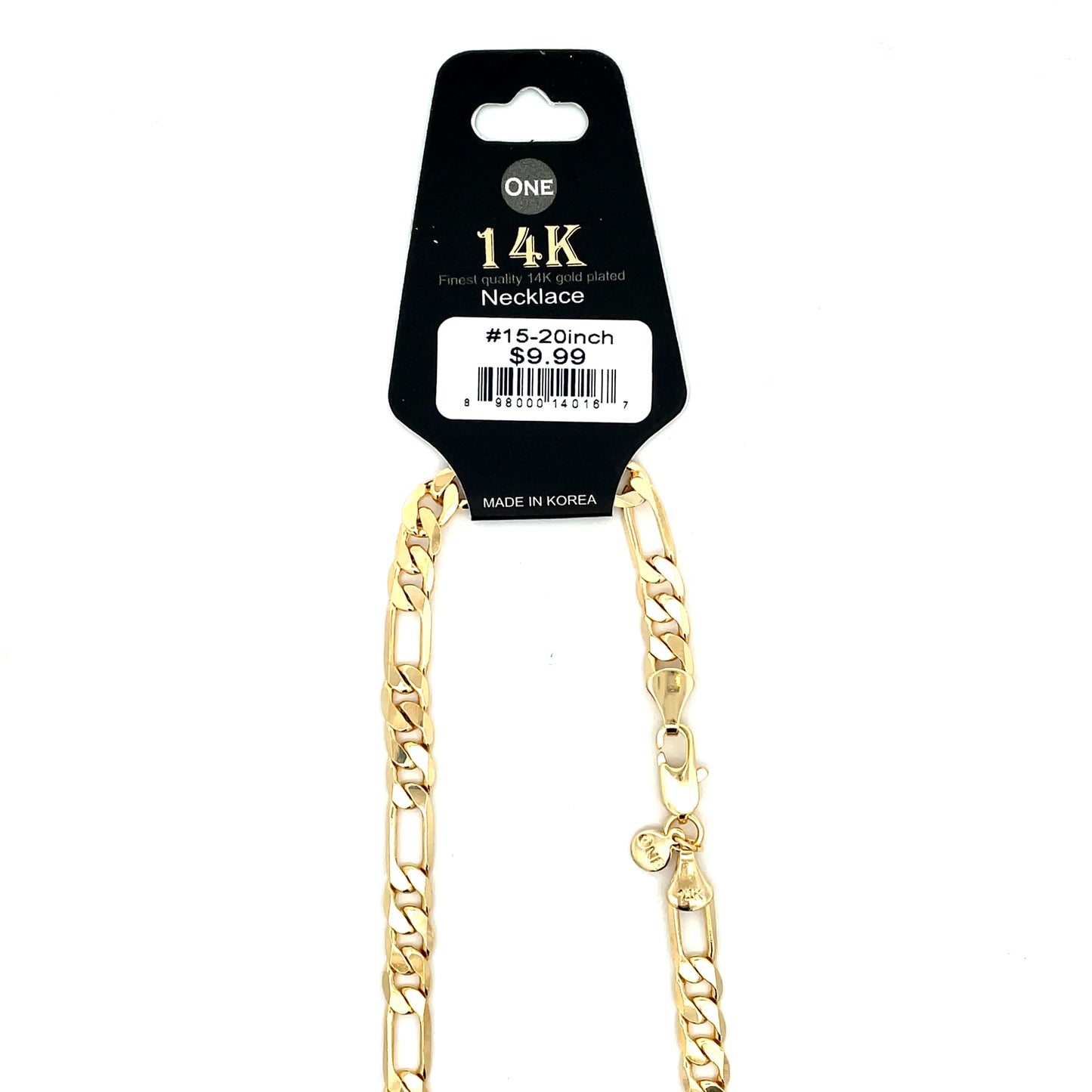 14K Chain Necklace #15 - FLAT FIGARO 20inch 6mm