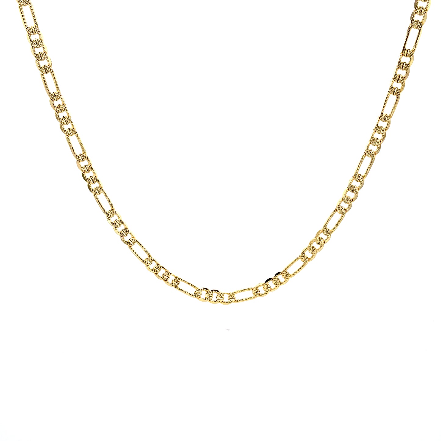18K Chain Necklace #14 - FLAT FIGARO 20inch 4mm