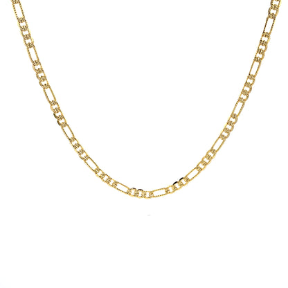 18K Chain Necklace #16 - FLAT FIGARO 24inch