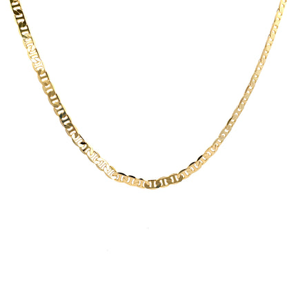 18K Chain Necklace #23 - FLAT MARINER 24inch 6mm