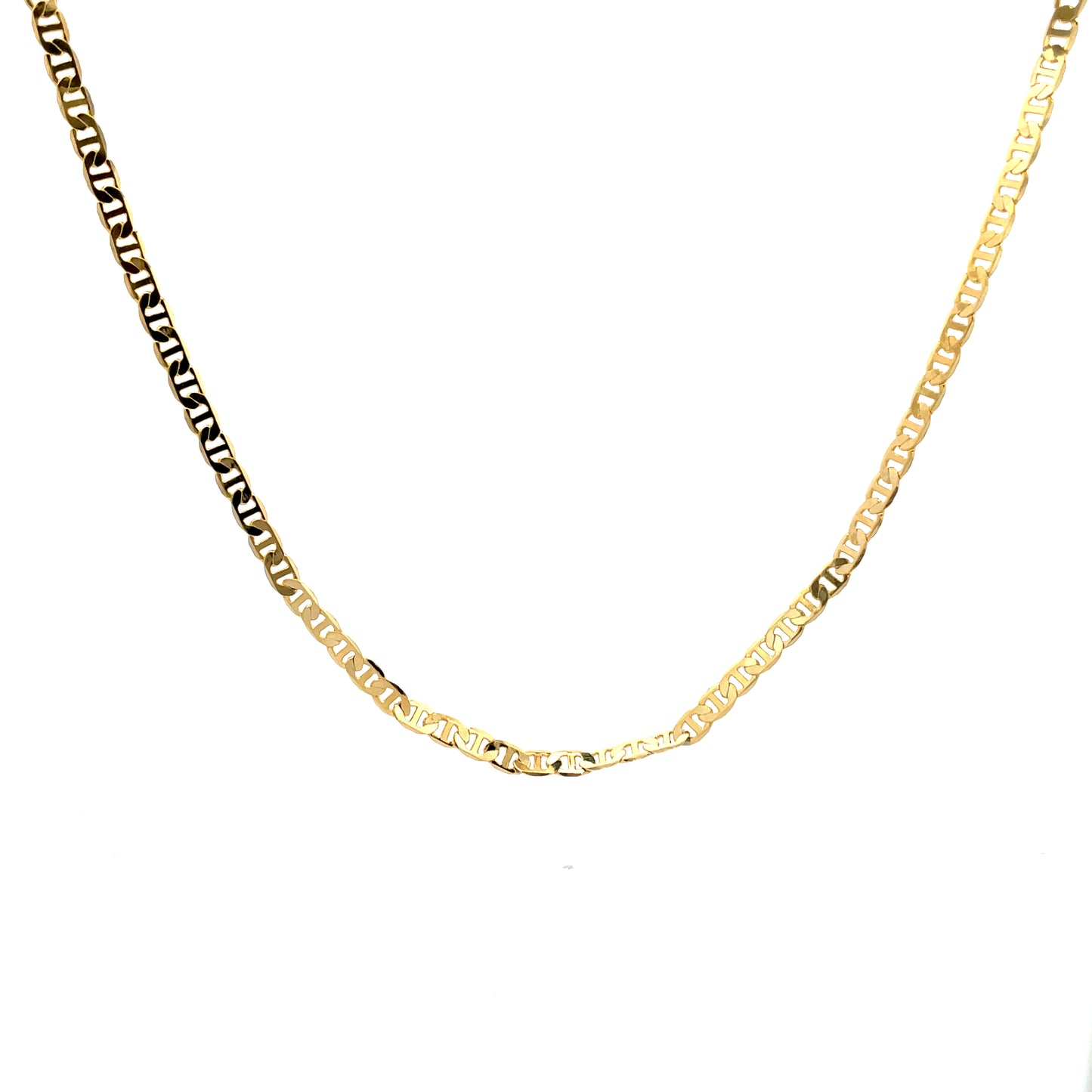 14K Chain Necklace #22 - FLAT MARINER 24inch 4mm