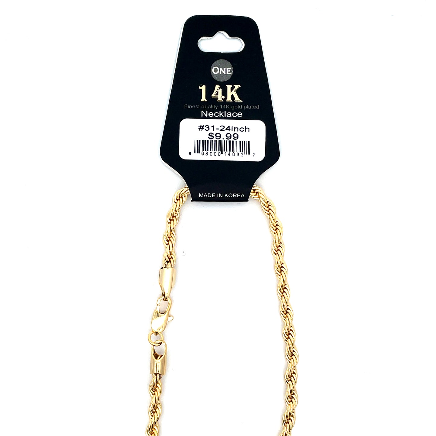 14K Chain Necklace #31 - ROPE 24inch 4mm