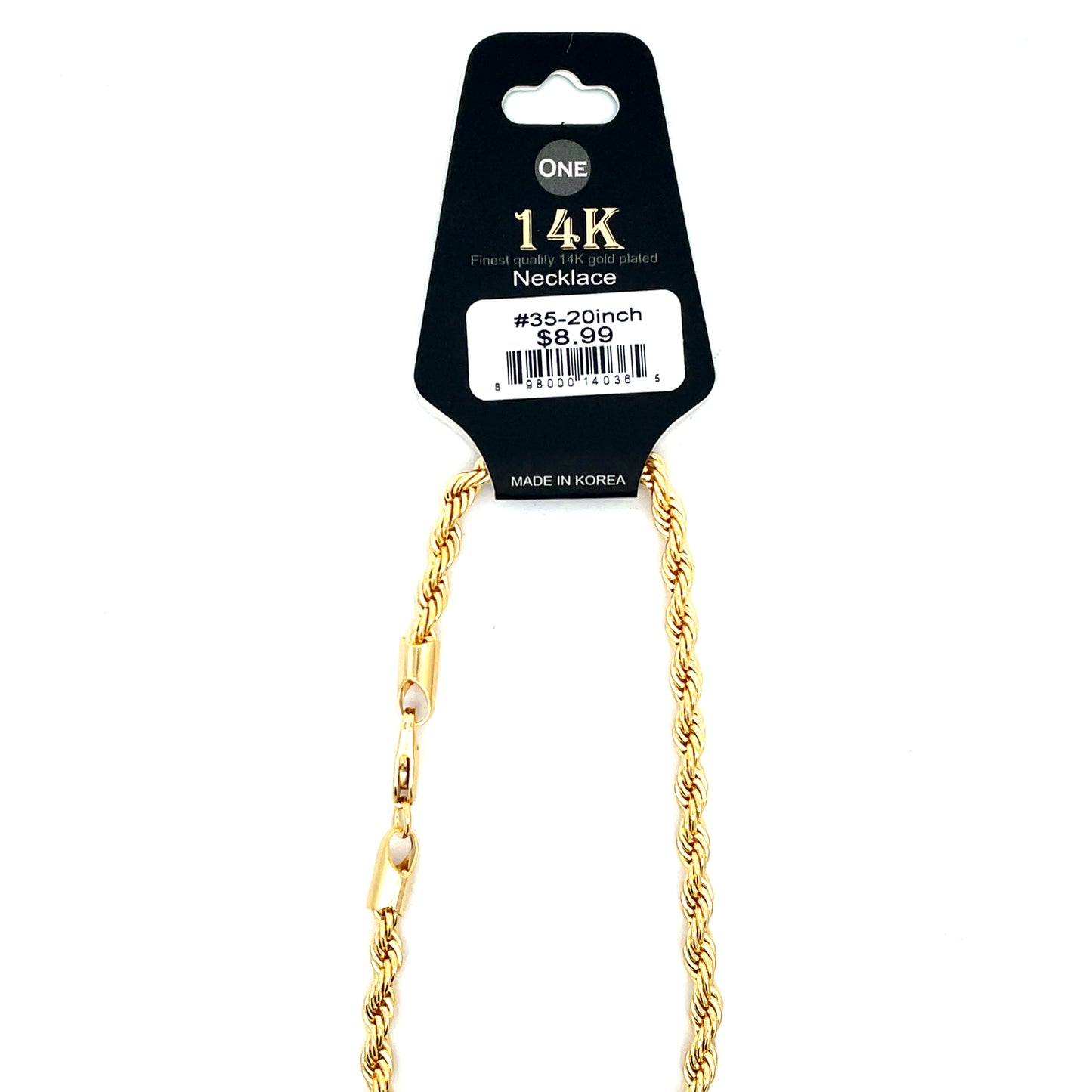 14K Chain Necklace #35 - ROPE 20inch 4mm