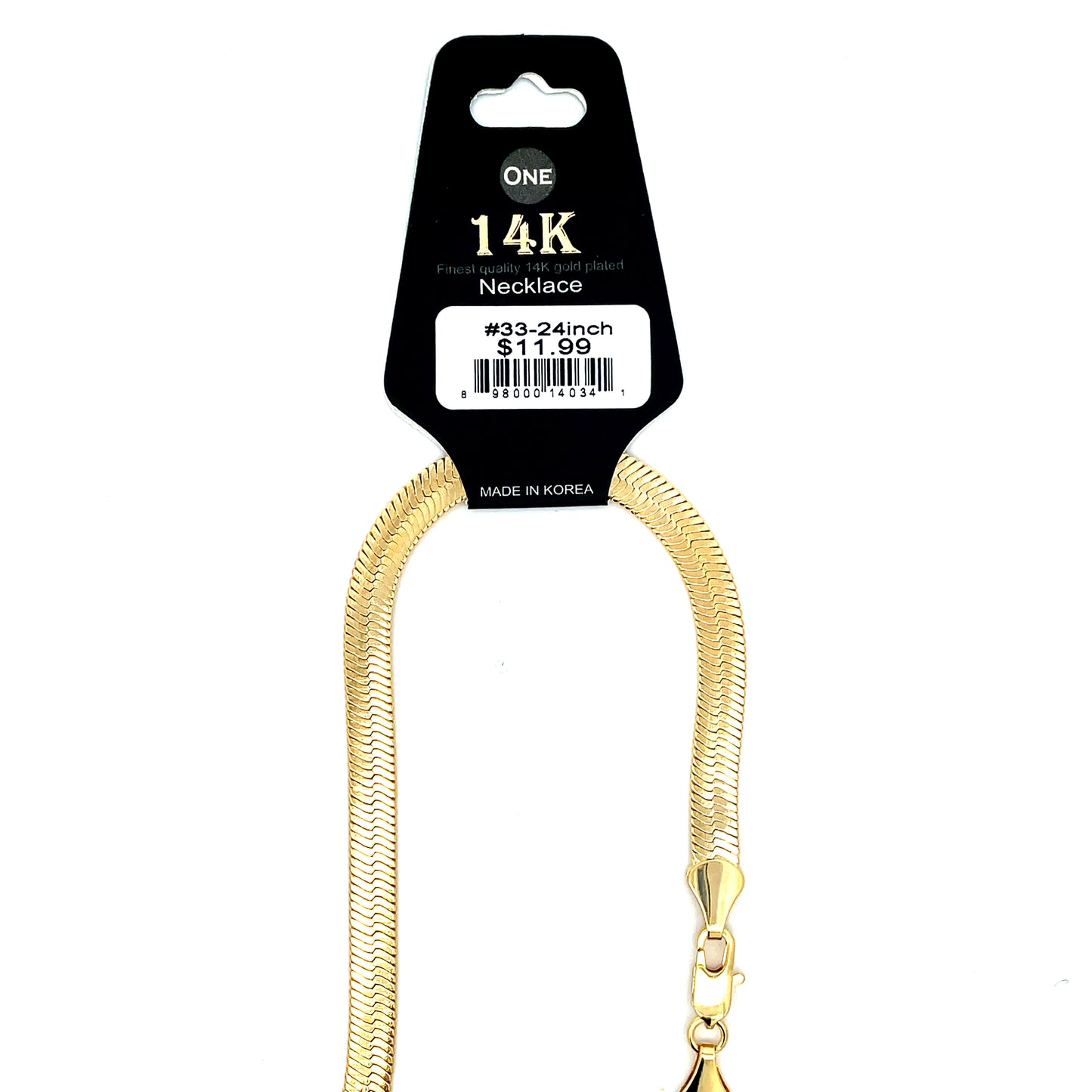 14K Chain Necklace #33 - HERRINGBONE 24inch 6mm