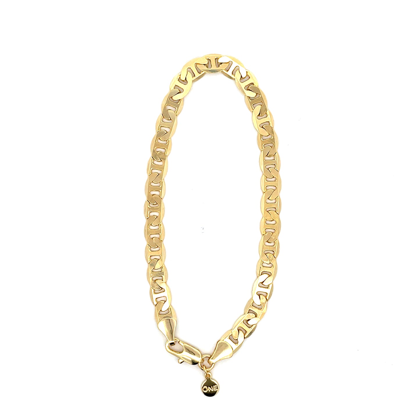 14K Chain Bracelet #29 - FLAT MARINER 8inch 6mm