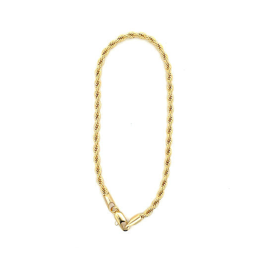 18K Chain Bracelet #38 - ROPE 8inch 3mm