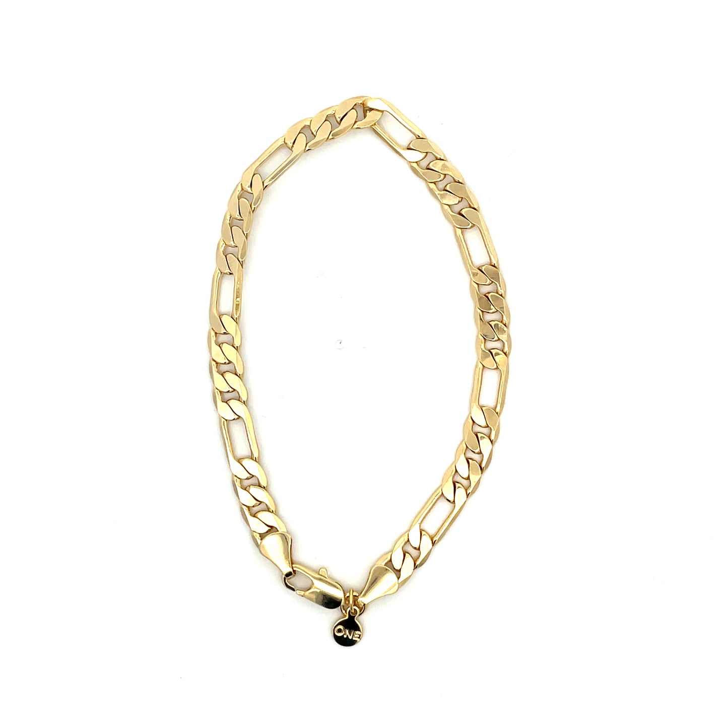 14K Chain Bracelet #19 - FLAT FIGARO 8inch  6mm