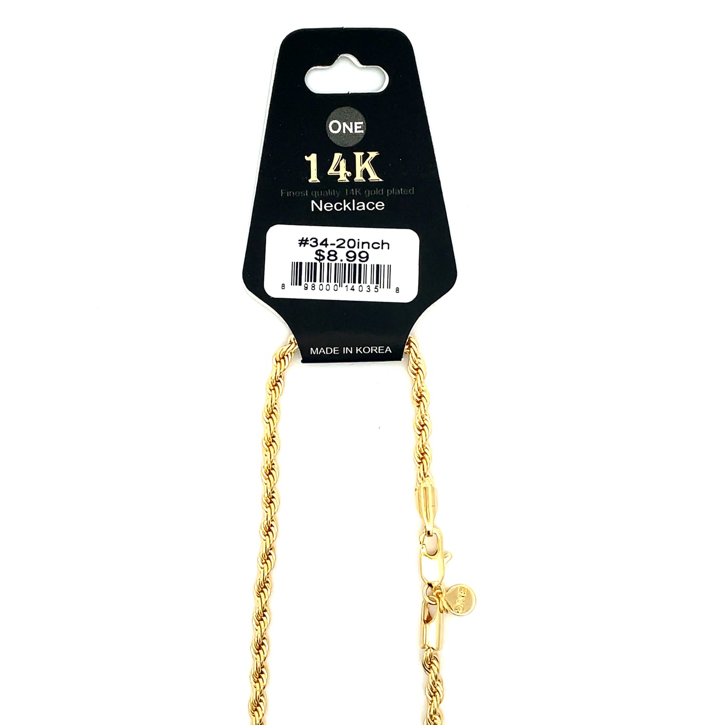 14K Chain Necklace #34 - ROPE 20inch 3mm