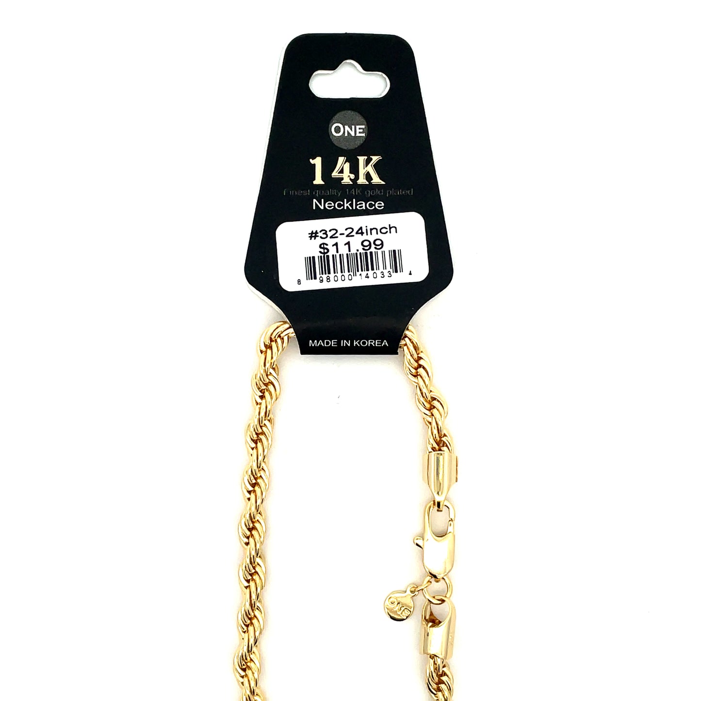 14K Chain Necklace #32 - ROPE 24inch 5mm