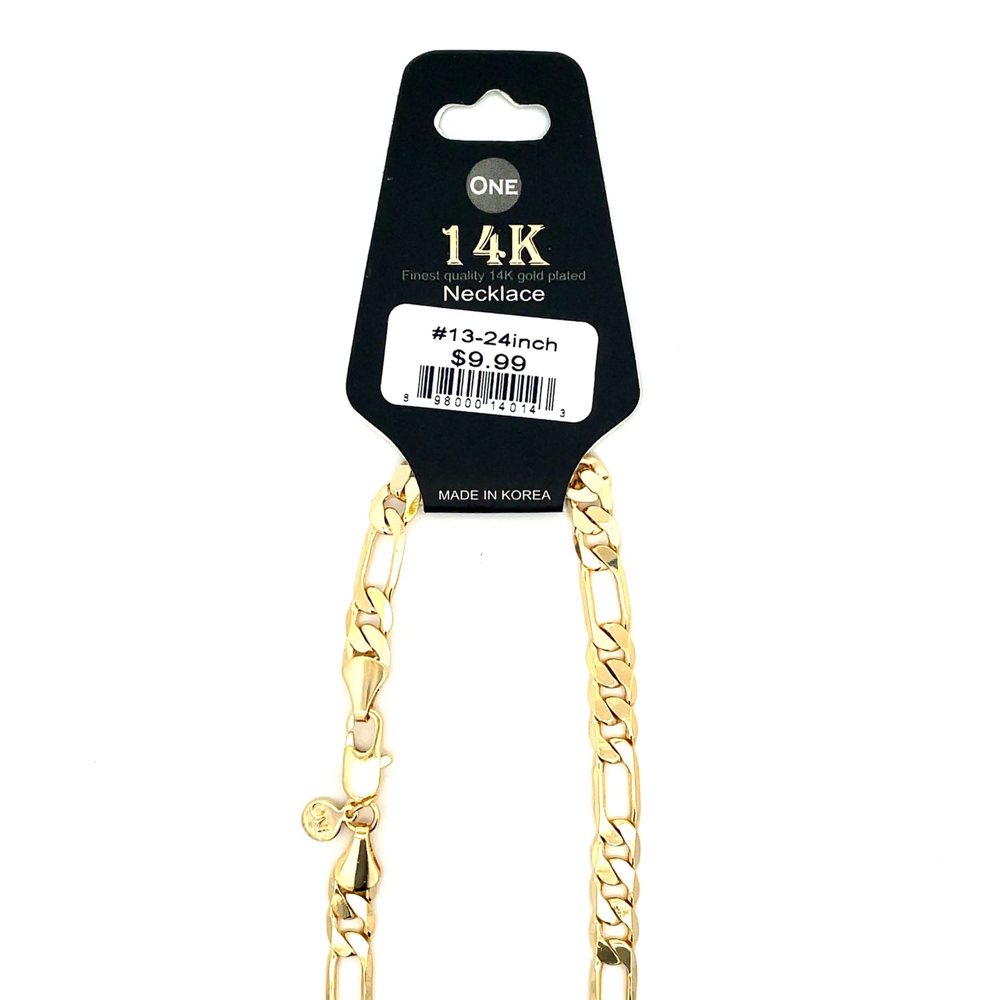 14K Chain Necklace #13 - FLAT FIGARO 24inch 6mm