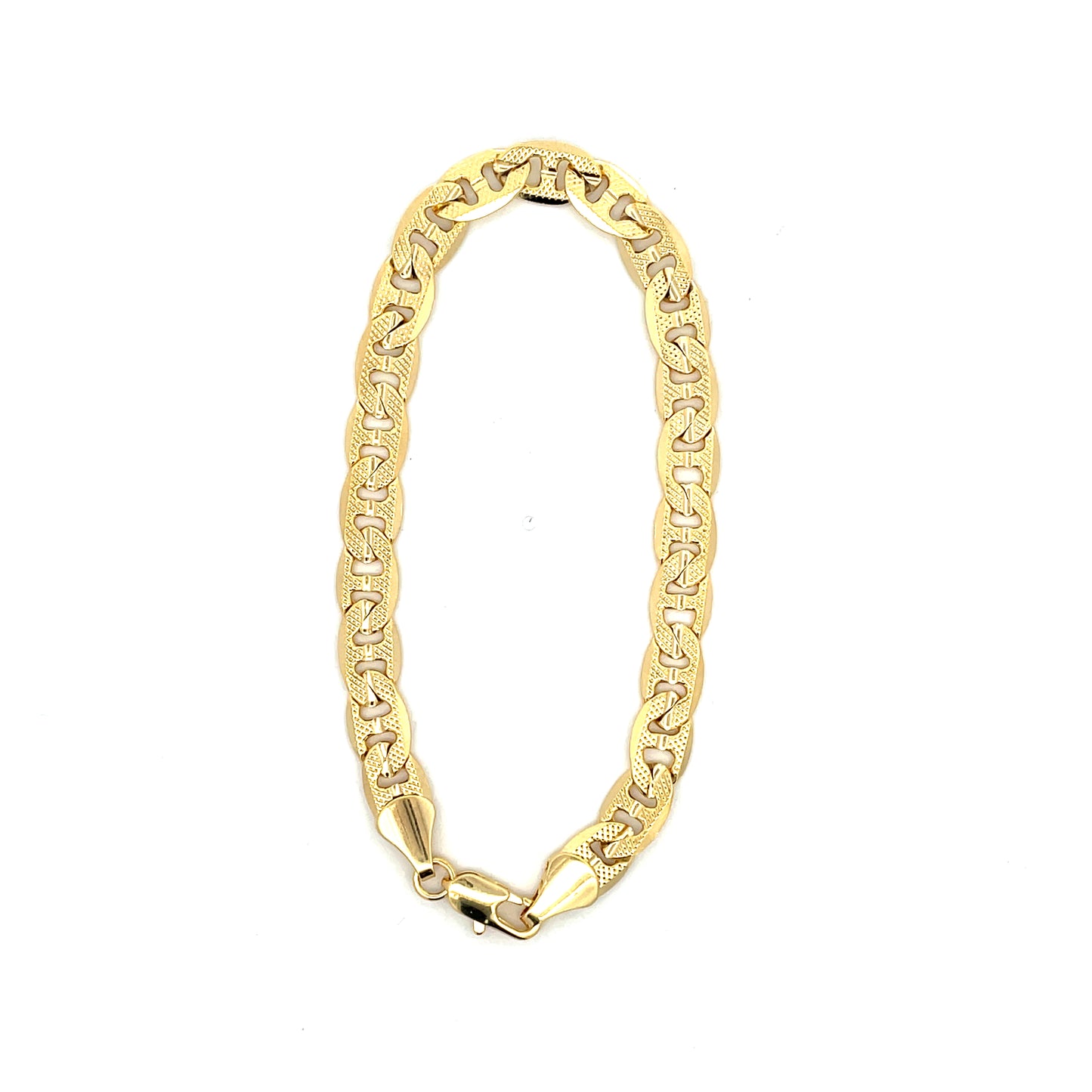 14K Chain Bracelet #30 - CONC FROST MARINER 8inch 7mm