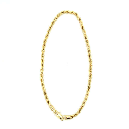 18K Chain Bracelet #37 - ROPE 10inch 3mm