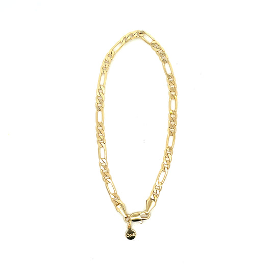 18K Chain Bracelet #18 - FLAT FIGARO 8inch 4mm