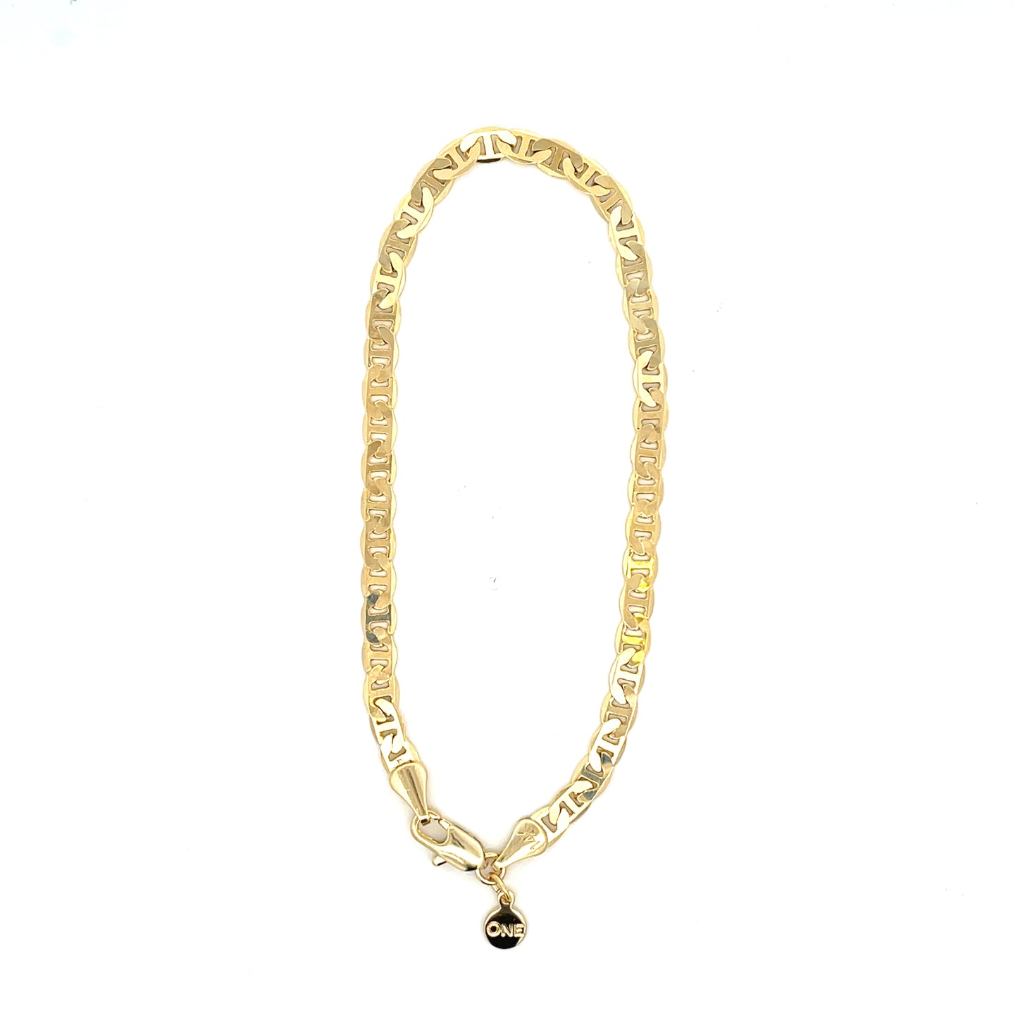 14K Chain Bracelet #28 - FLAT MARINER 8inch 4mm