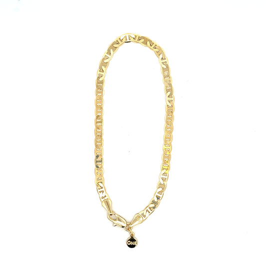 18K Chain Bracelet #28 - FLAT MARINER 8inch 4mm