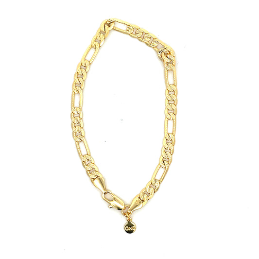 18K Chain Bracelet #20 - FROST FIGARO 8inch 6mm