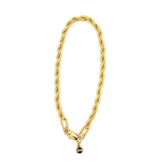 18K Chain Bracelet #39 - ROPE 8inch 4mm