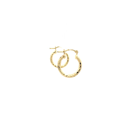 HK Diamond Cut Hoop Earrings 15mm - Design 01