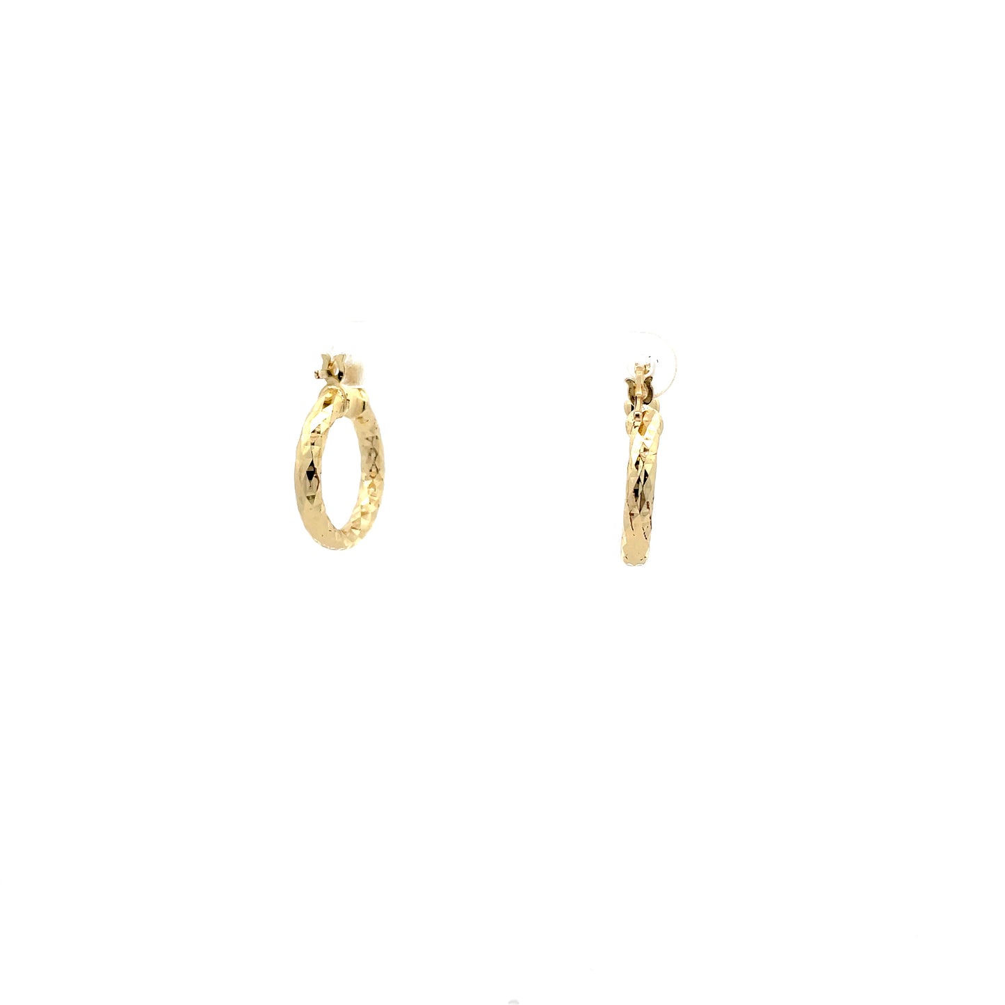 HK Diamond Cut Hoop Earrings 15mm - Style 02