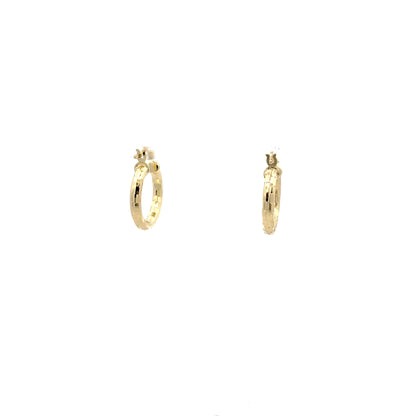 HK Diamond Cut Hoop Earrings 15mm - Style 03