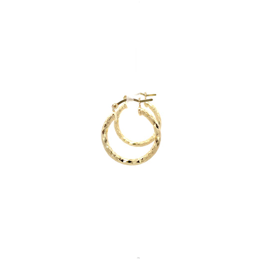 HK Diamond Cut Hoop Earrings 20mm - Style 01