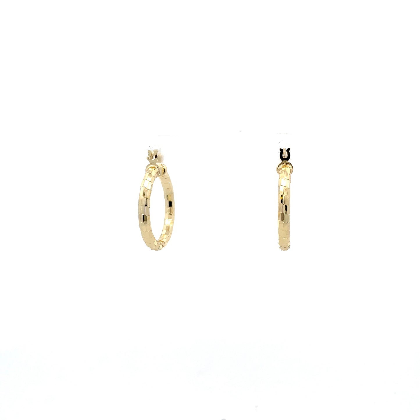 HK Diamond Cut Hoop Earrings 20mm - Style 03