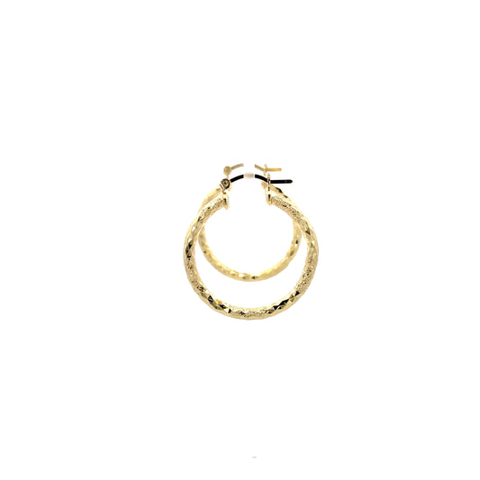 HK Diamond Cut Hoop Earrings 25mm - Style 01