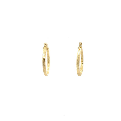 HK Diamond Cut Hoop Earrings 25mm - Style 01