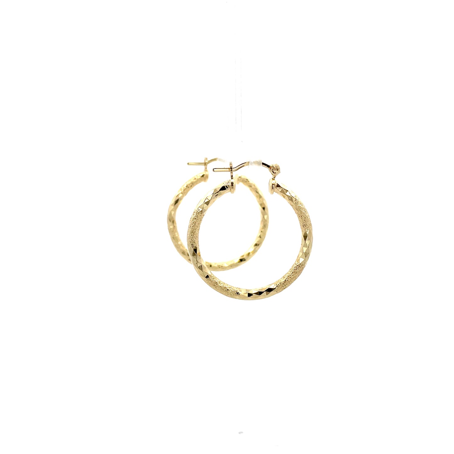 HK Diamond Cut Hoop Earrings 25mm - Style 01