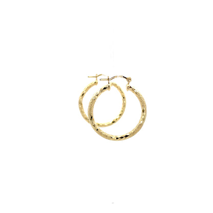 HK Diamond Cut Hoop Earrings 25mm - Style 01