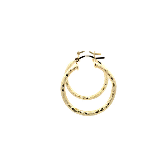 HK Diamond Cut Hoop Earrings 35mm - Style 01