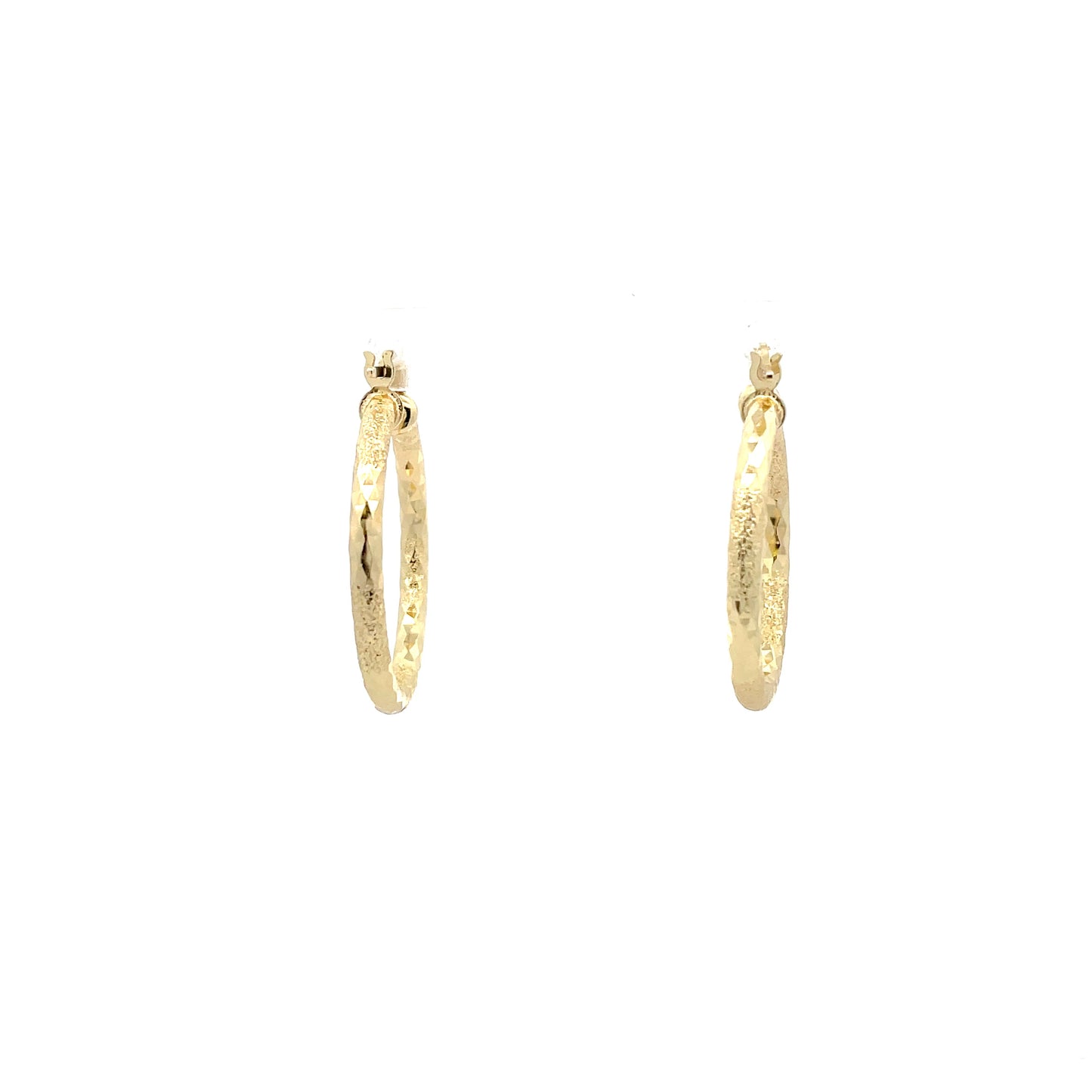 HK Diamond Cut Hoop Earrings 35mm - Style 01