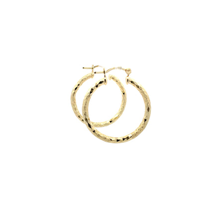 HK Diamond Cut Hoop Earrings 35mm - Style 01