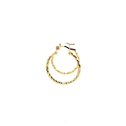 HK Diamond Cut Hoop Earrings 25mm - Style 02