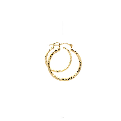 HK Diamond Cut Hoop Earrings 25mm - Style 02