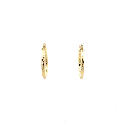HK Diamond Cut Hoop Earrings 25mm - Style 02