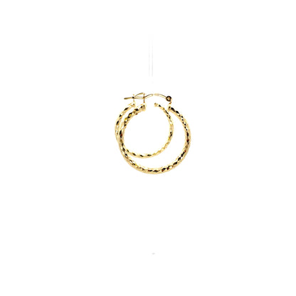 HK Diamond Cut Hoop Earrings 20mm - Style 02