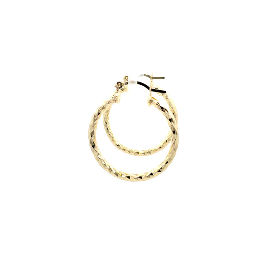 HK Diamond Cut Hoop Earrings 35mm - Style 02