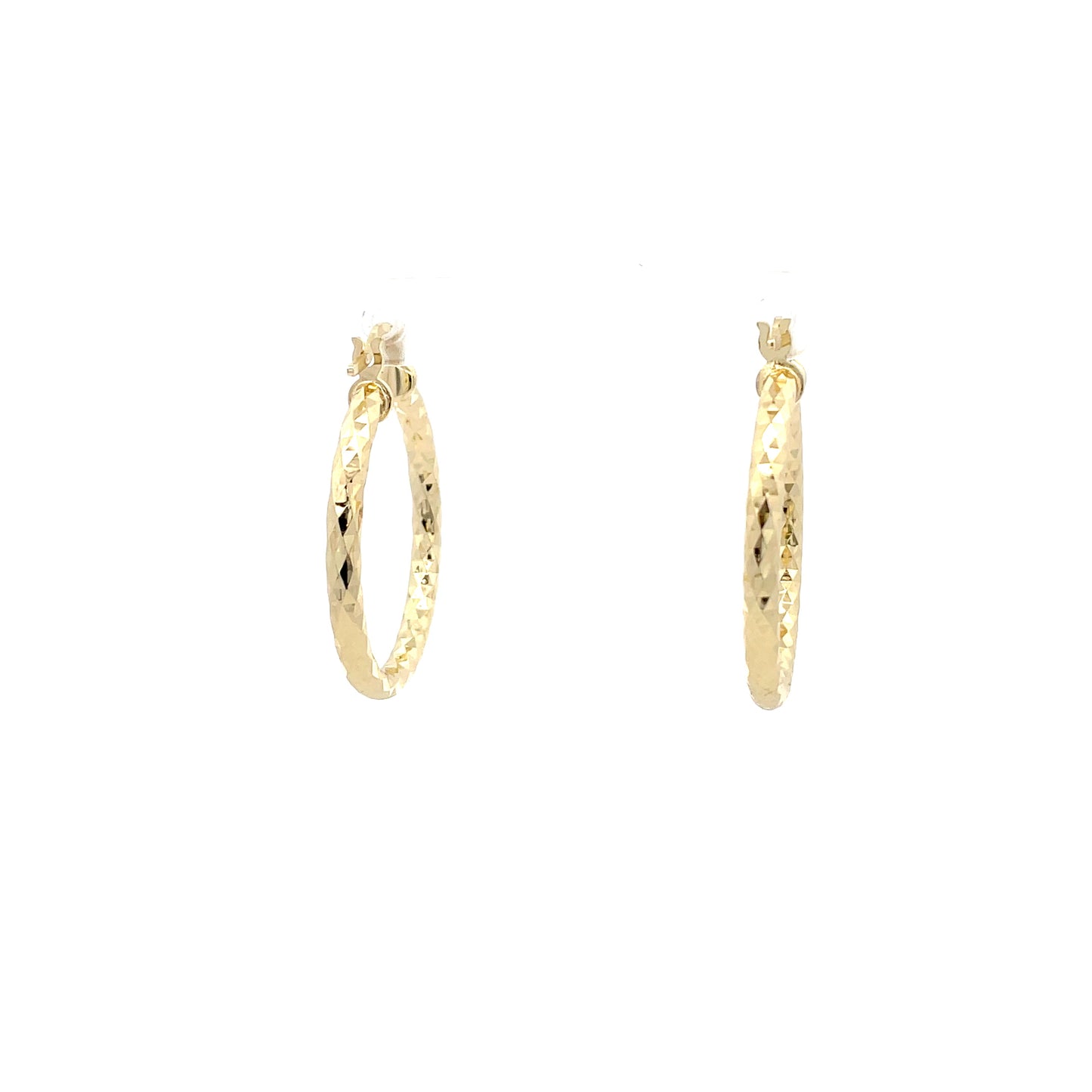 HK Diamond Cut Hoop Earrings 35mm - Style 02