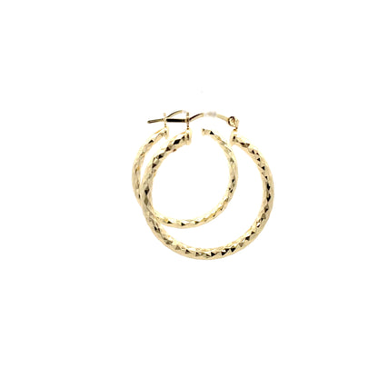 HK Diamond Cut Hoop Earrings 35mm - Style 02