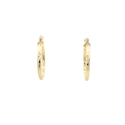 HK Diamond Cut Hoop Earrings 35mm - Style 02