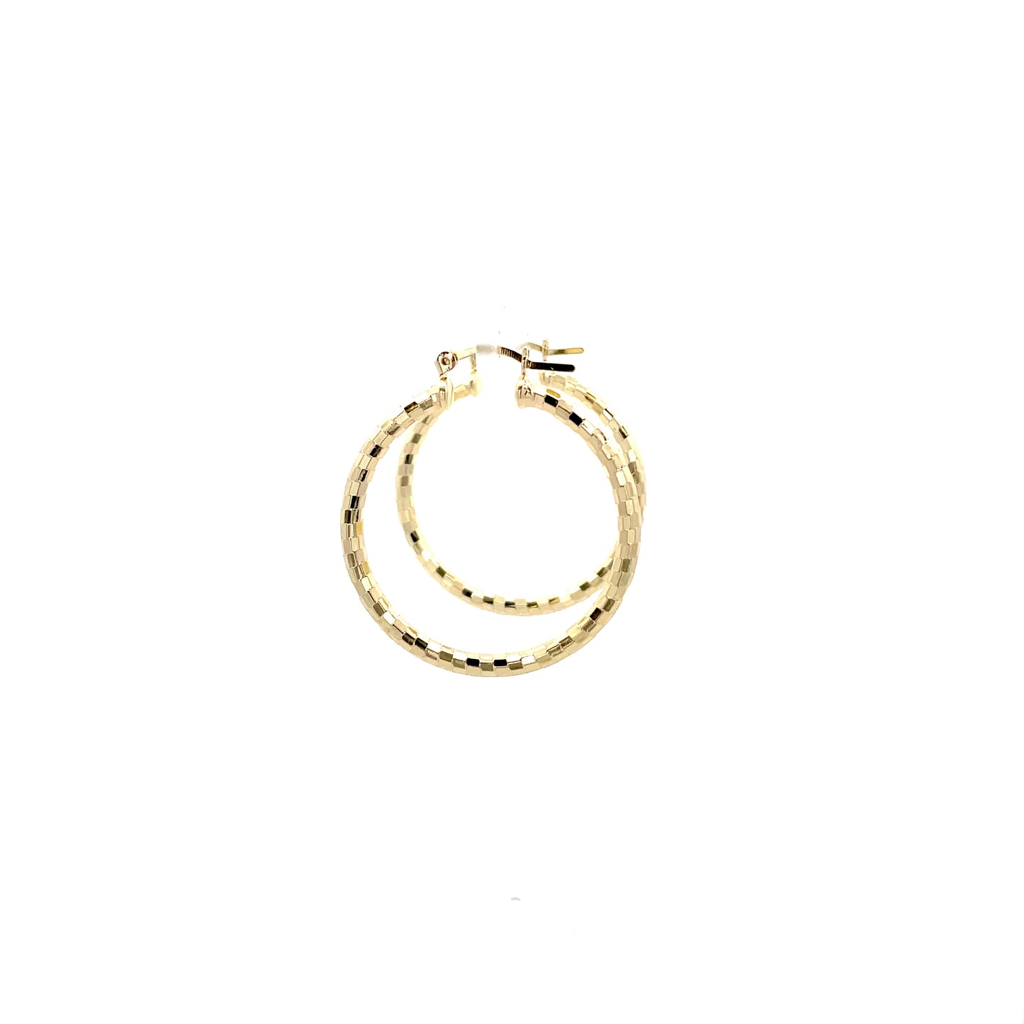 HK Diamond Cut Hoop Earrings 25mm - Style 03