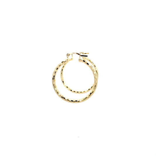 HK Diamond Cut Hoop Earrings 25mm - Style 03