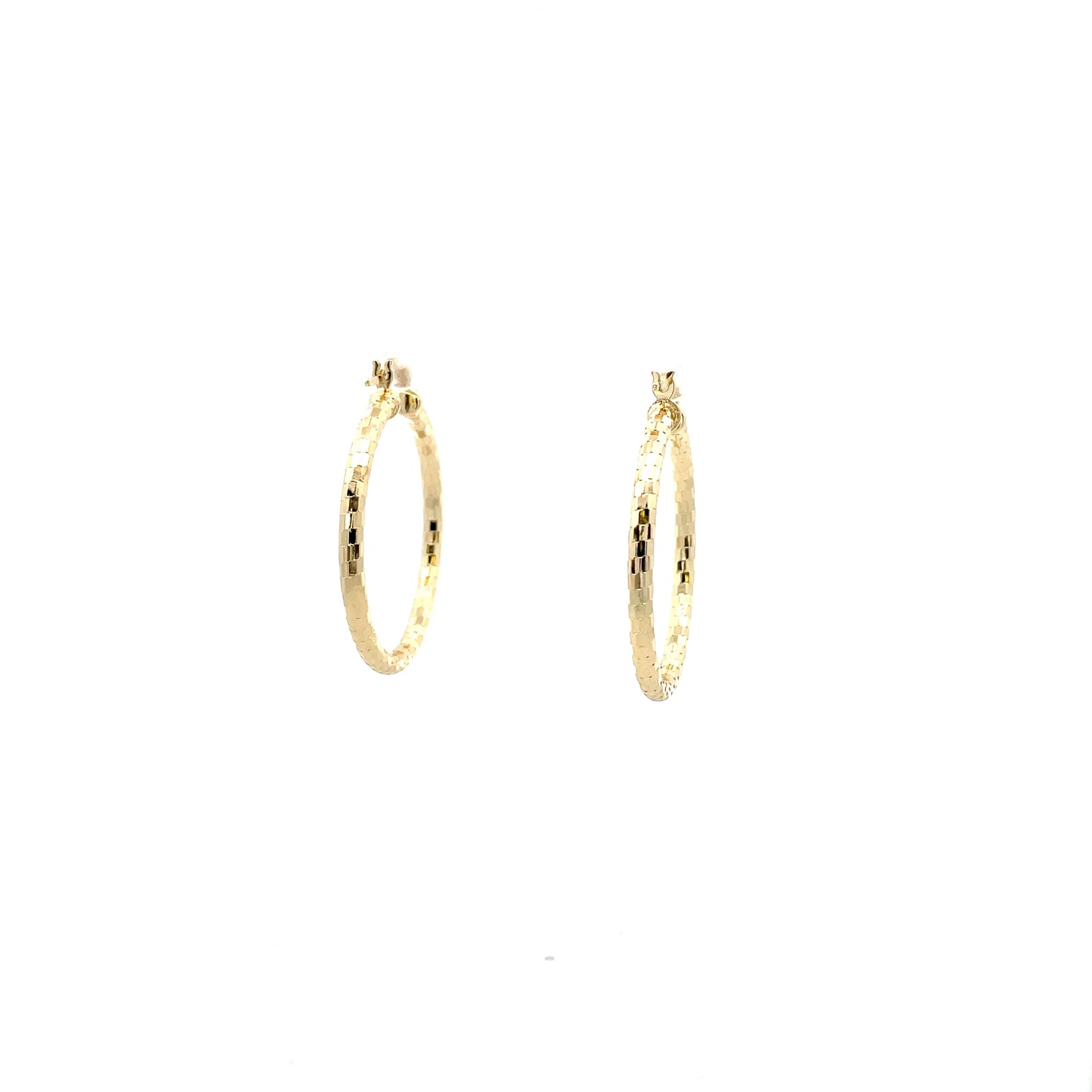 HK Diamond Cut Hoop Earrings 25mm - Style 03