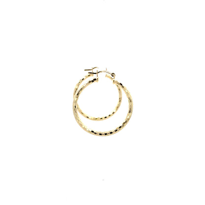 HK Diamond Cut Hoop Earrings 25mm - Style 03