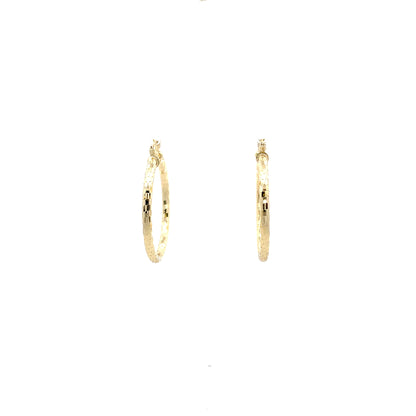 HK Diamond Cut Hoop Earrings 25mm - Style 03