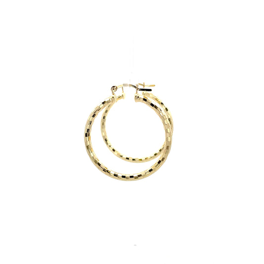 HK Diamond Cut Hoop Earrings 35mm - Style 03